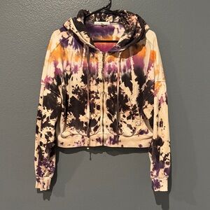 Young Fabulous & Broke Tie Dye Full Zip Cropped Hoodie Sweatshirt